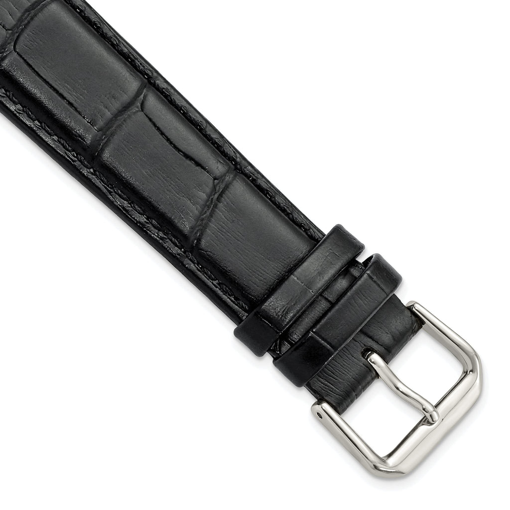 Alligator-Grain Leather Watch Band, Black Matte, 19mm