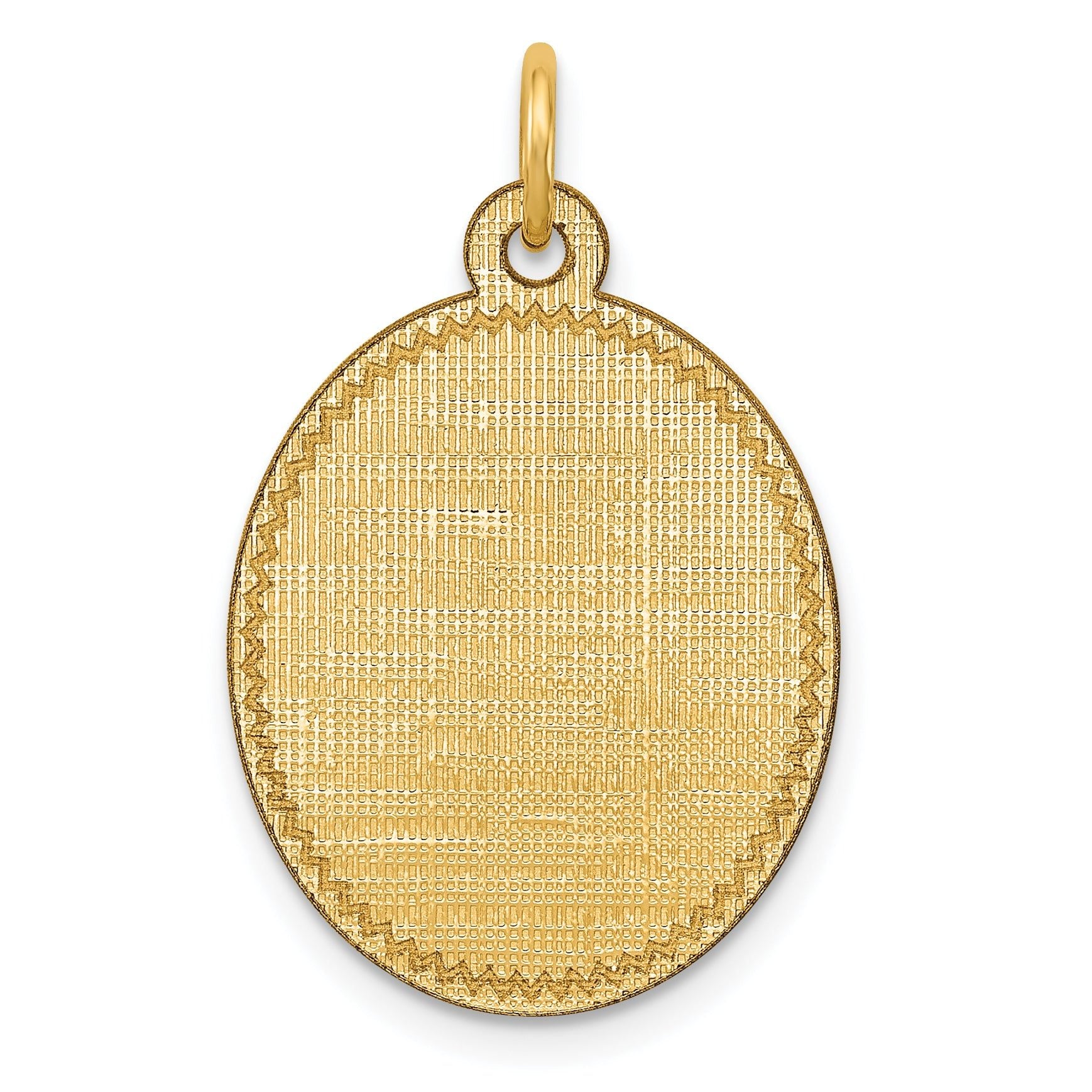 14k Patterned .018 Gauge Engravable Oval Disc Charm Main image