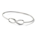 Stainless Steel Polished with Cubic Zirconia Infinity Symbol Bangle Bracelet for Women