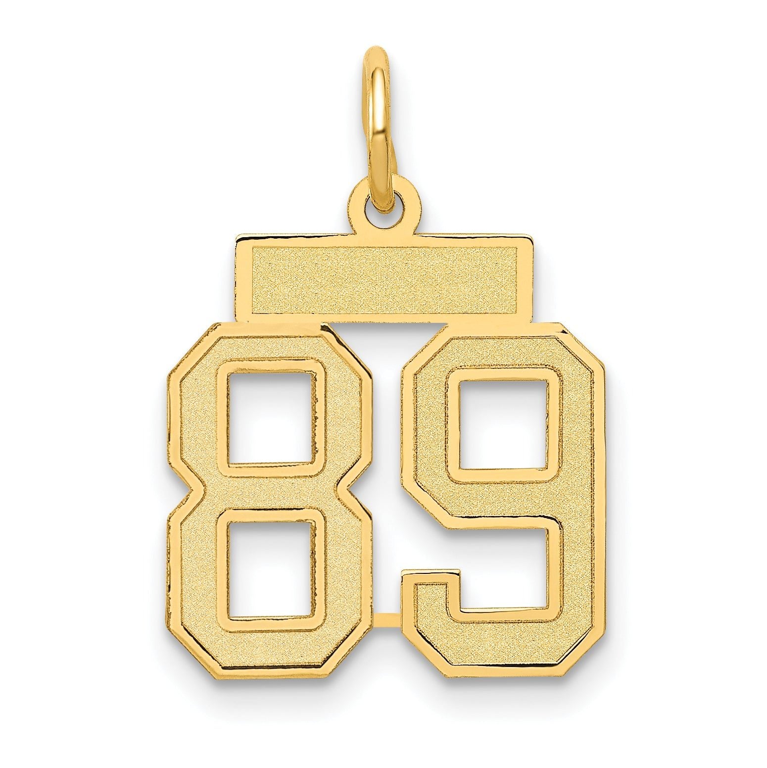 14K Gold Satin Number 89 Charm with Brushed Finish Small