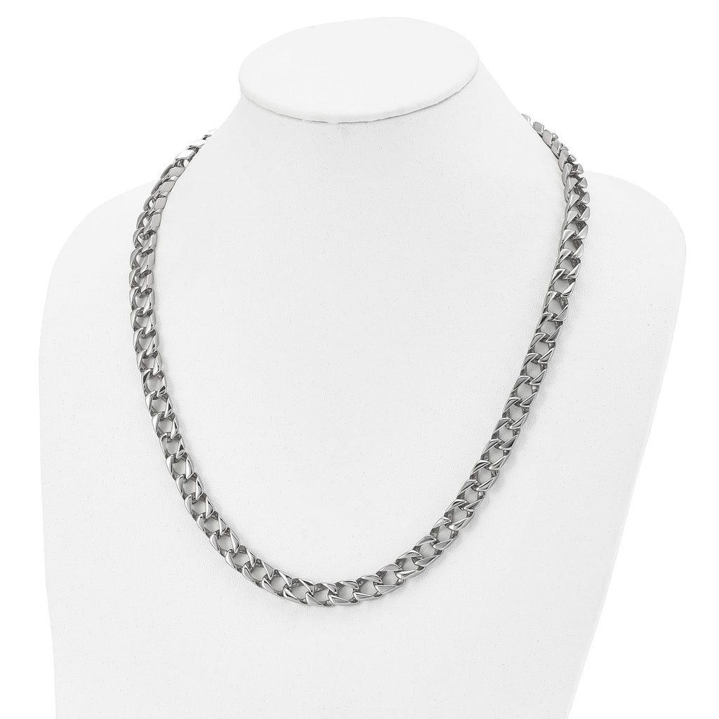 Sophia Jewelers Men's Polished Stainless Steel Curb Chain Necklace 24 Elegant Gift-Ready