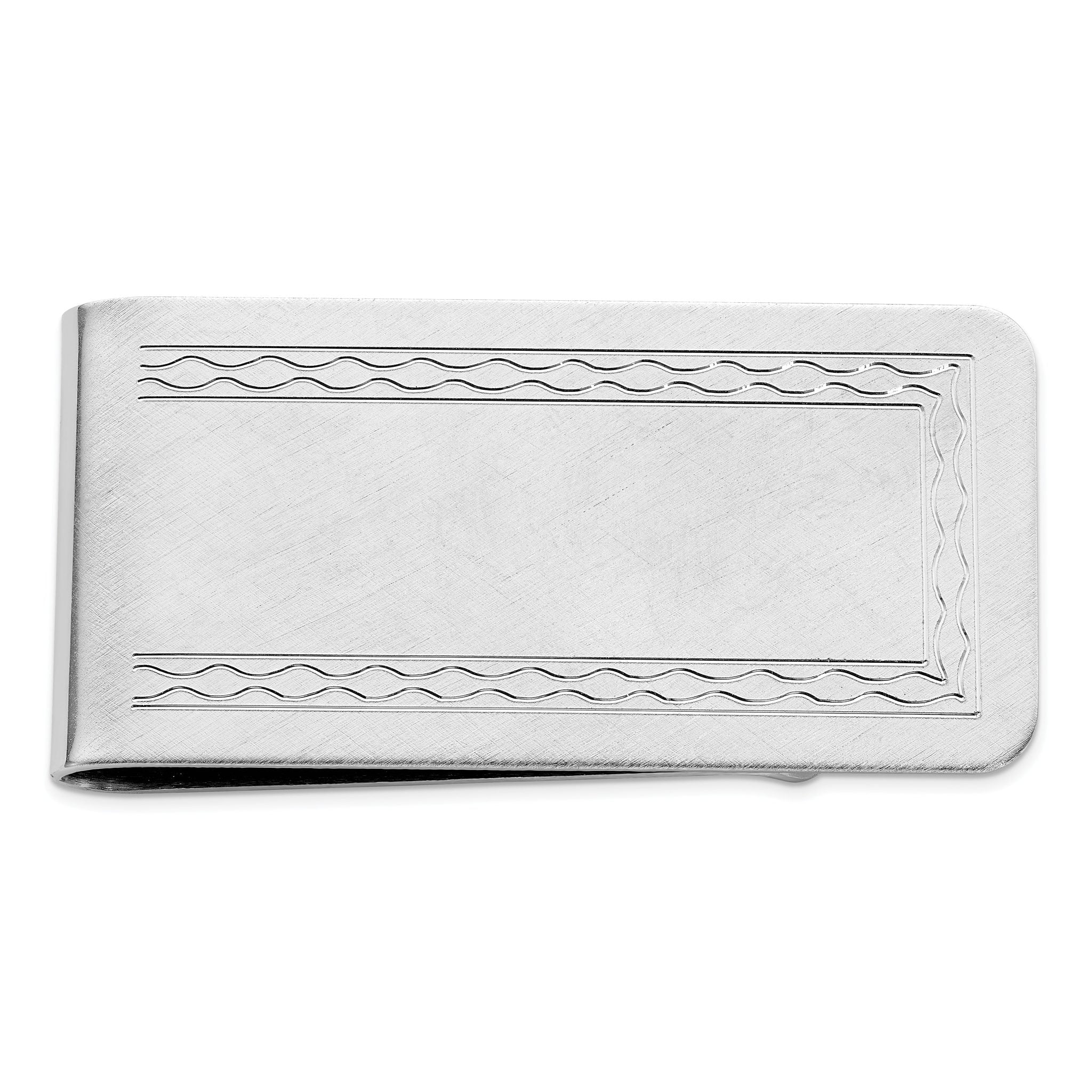 Rhodium-plated Kelly Waters with Engraveable Area Florentine Money Clip Main image