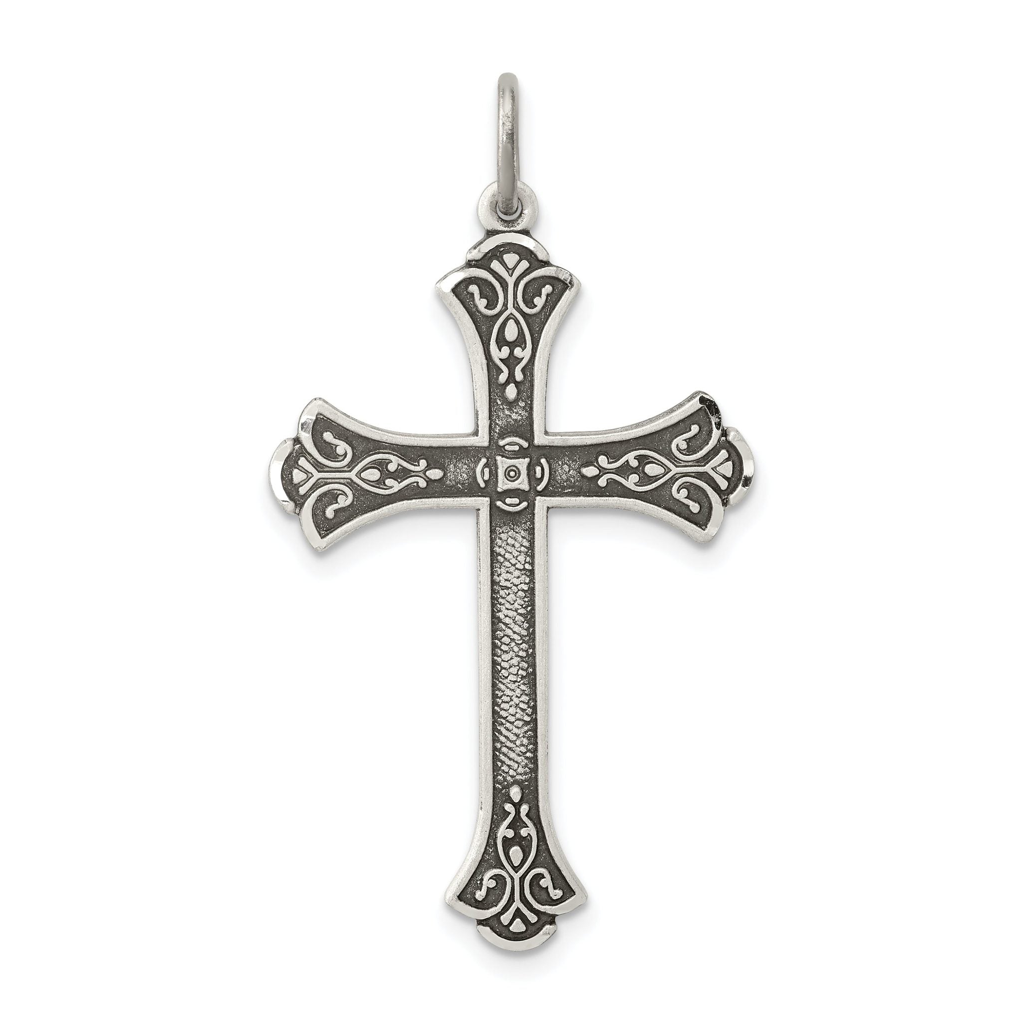 Sterling Silver 925 Antiqued Cross Pendant with Polished Solid Design Main image