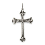 Sterling Silver 925 Antiqued Cross Pendant with Polished Solid Design