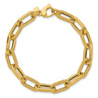 14K Polished and Textured Fancy Link Bracelet