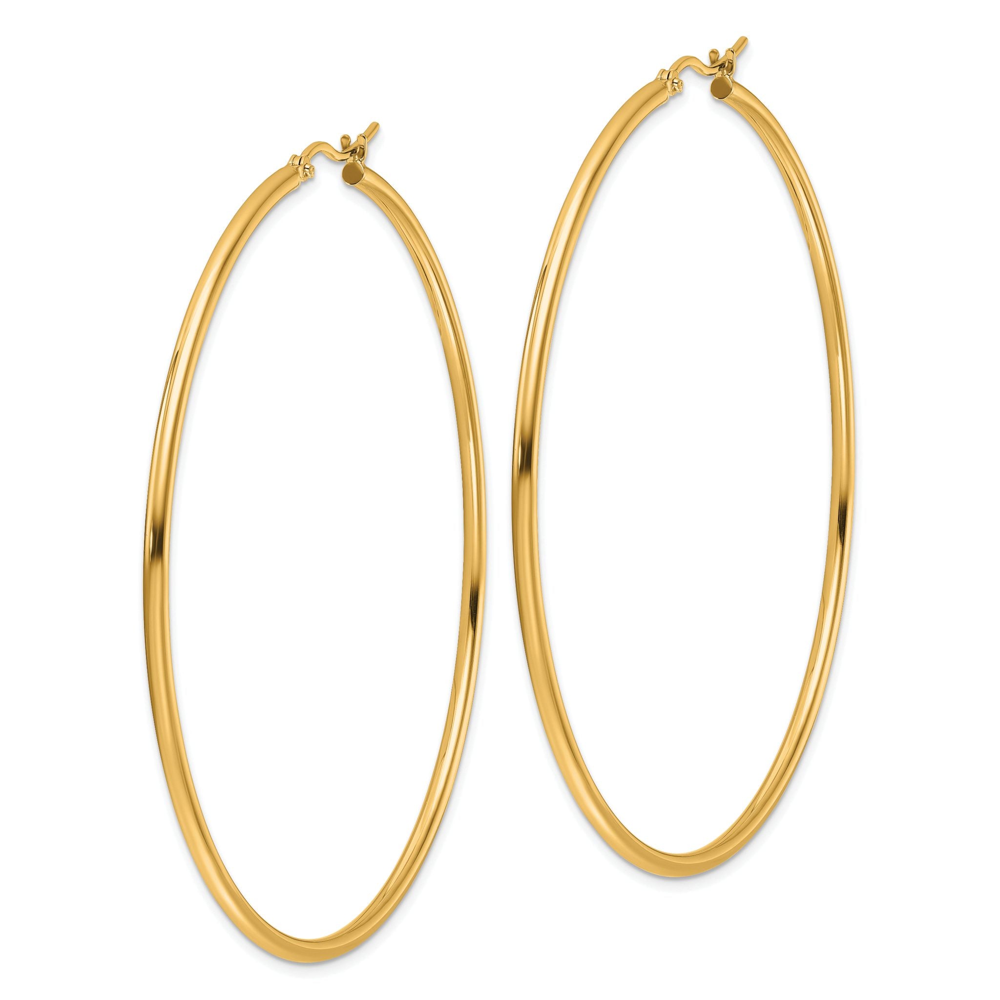 14k Polished 2x65mm Polished Hoop Earrings Secondary image
