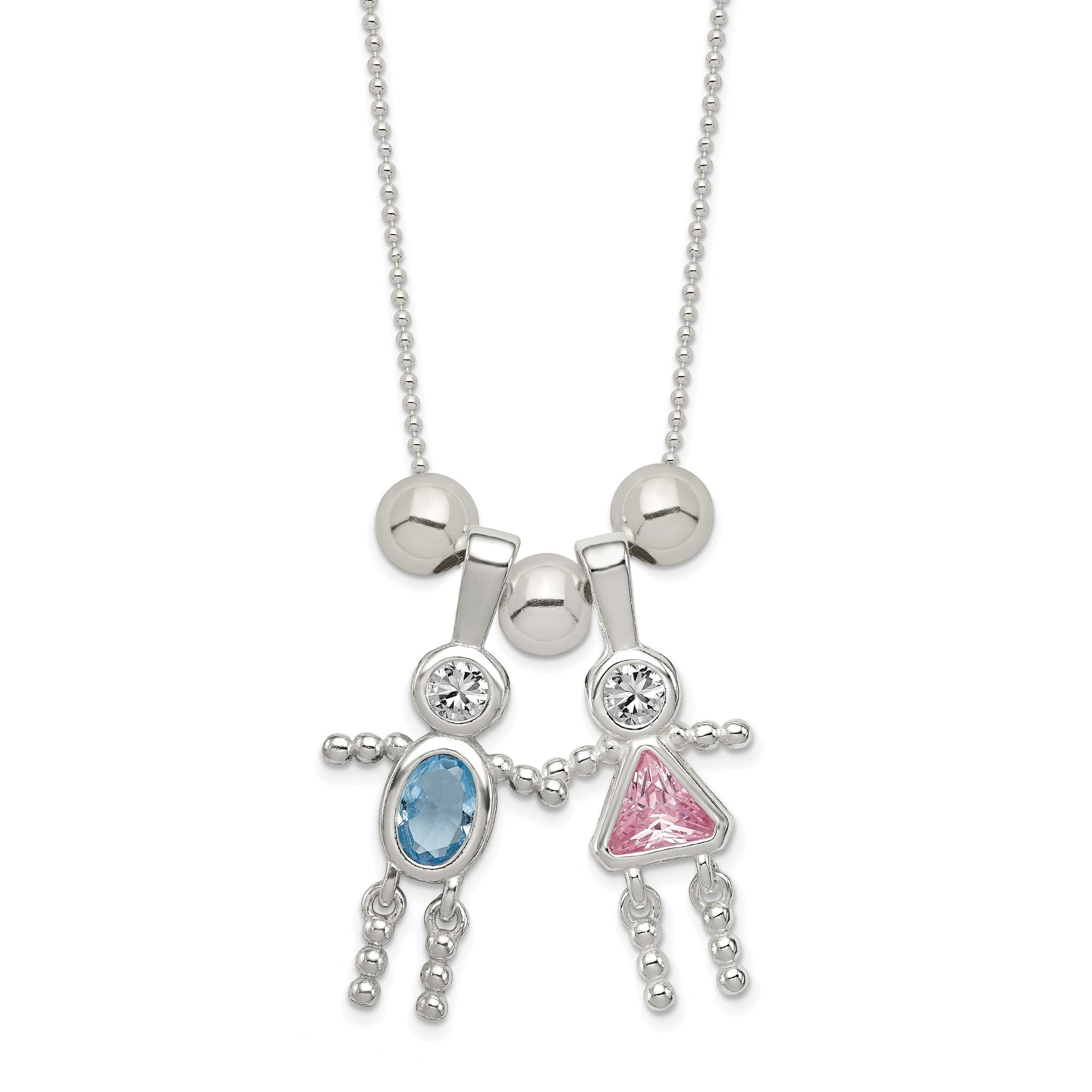 Sterling Silver Polished 3 Bead Necklace