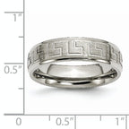 Titanium Ridged Edge Greek Key Design 6mm Satin/Polished Band