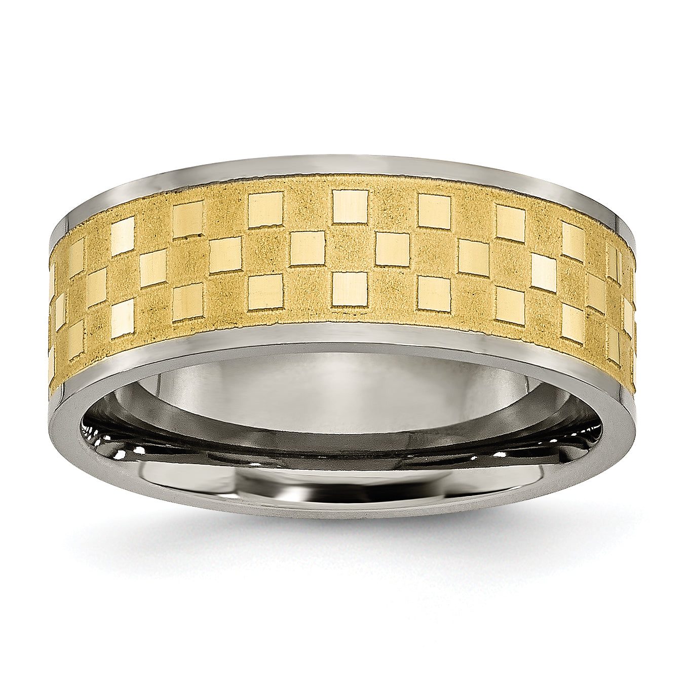 Sophia Jewelers Titanium Unisex Wedding Band with Yellow Satin Finish Main image