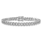 14K White Gold Polished Complete 2.6 carat Diamond Fancy Curb Link 7 inch Bracelet