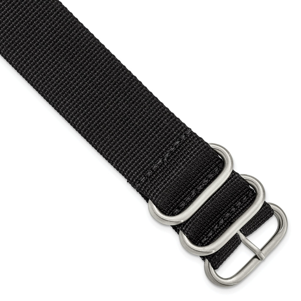 Military Ballistic Nylon Watch Band in Black, 22mm
