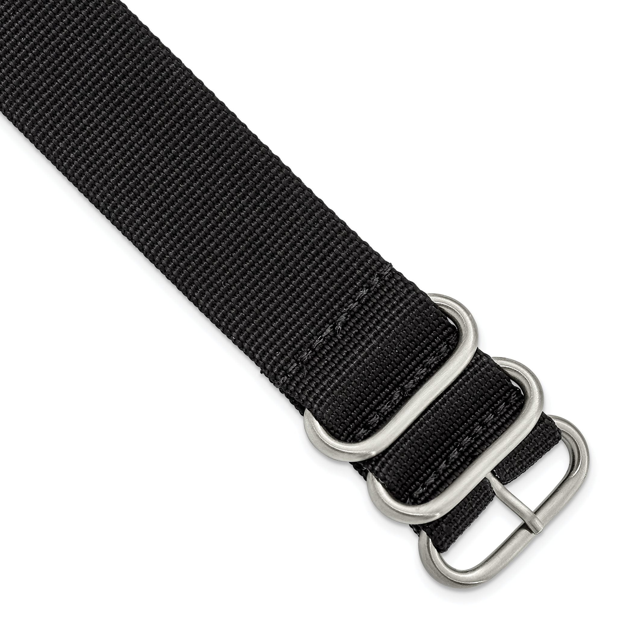 Military Ballistic Nylon Watch Band in Black, 22mm