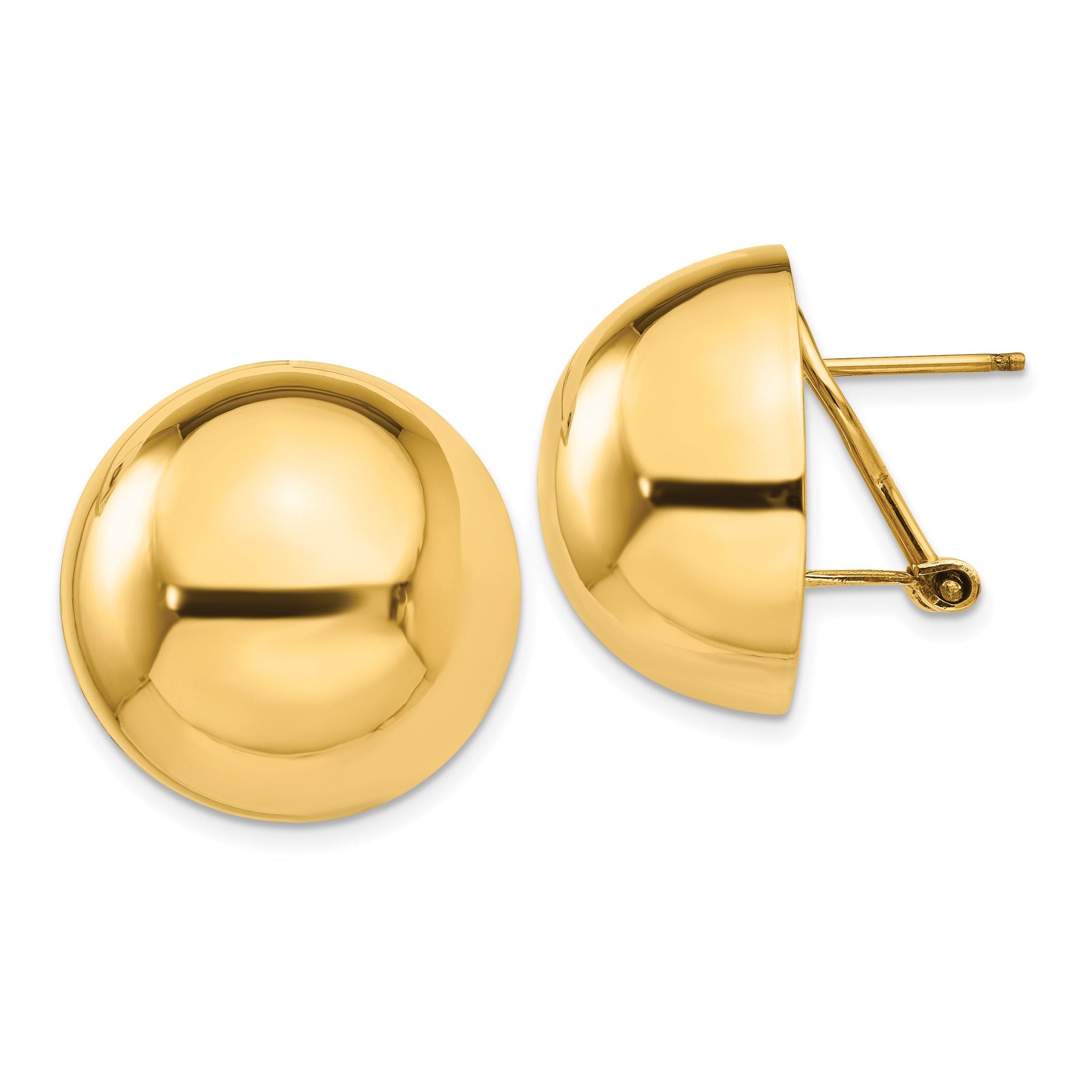 14k Polished Half Ball Omega Back Post Earrings Main image