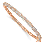 Sterling Shimmer Sterling Silver Rose-tone Flash Rose Gold-plated 175 Stone PavÃÂ¢Ã¢âÂ¬ÃÂ¡ CZ Hinged Bangle Bracelet