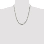 Pavé Flat Figaro Chain in Sterling Silver, 5.5mm