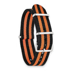Striped Ballistic Nylon Watch Band in Black & Orange, 18mm