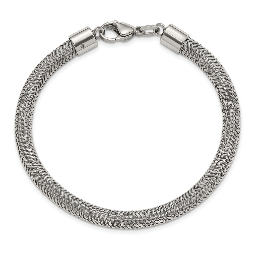 Polished & Textured Wire Bracelet in Stainless Steel