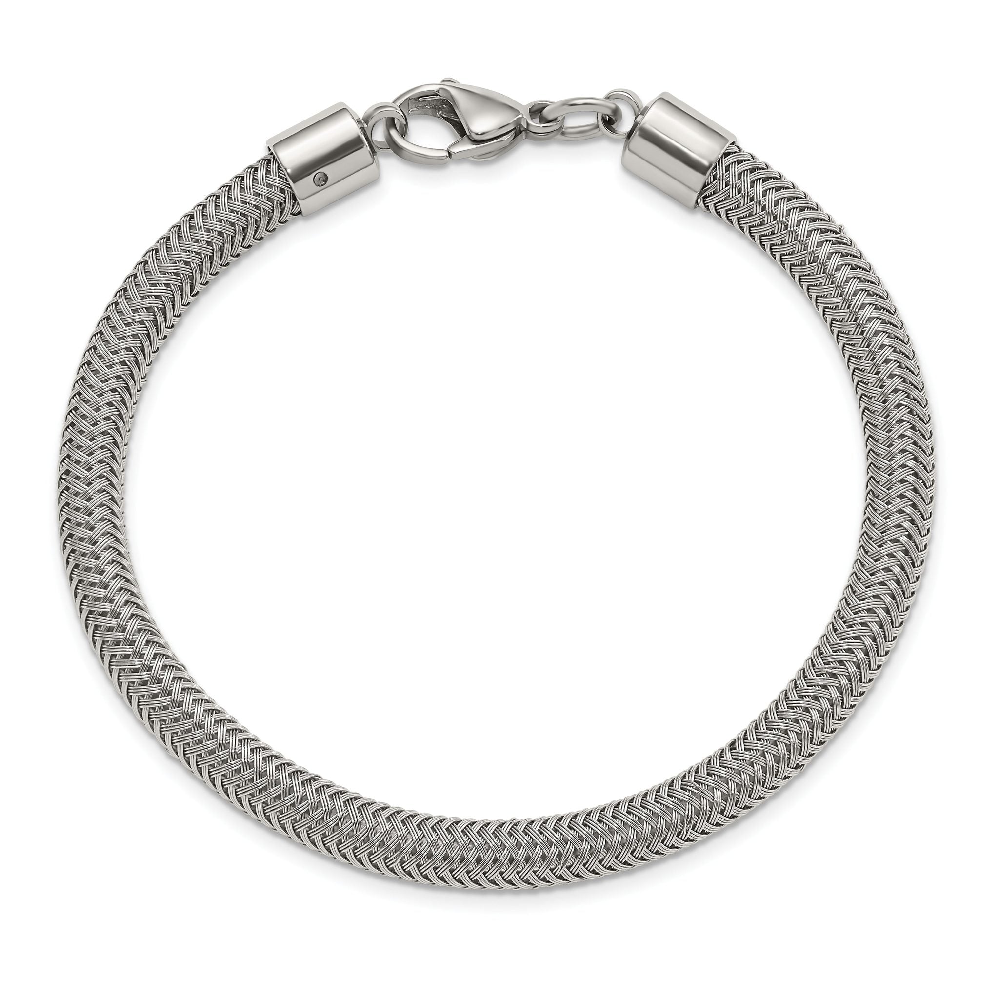 Polished & Textured Wire Bracelet in Stainless Steel