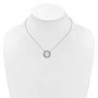 Sterling Silver Rhodium-plated Polished Filigree Mother of Pearl Filigree Circle 16 Inch with 2 Inch Extension Necklace