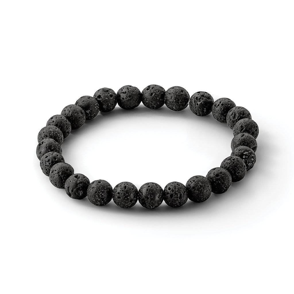 8mm Volcanic Rock Agate Beaded Stretch Bracelet