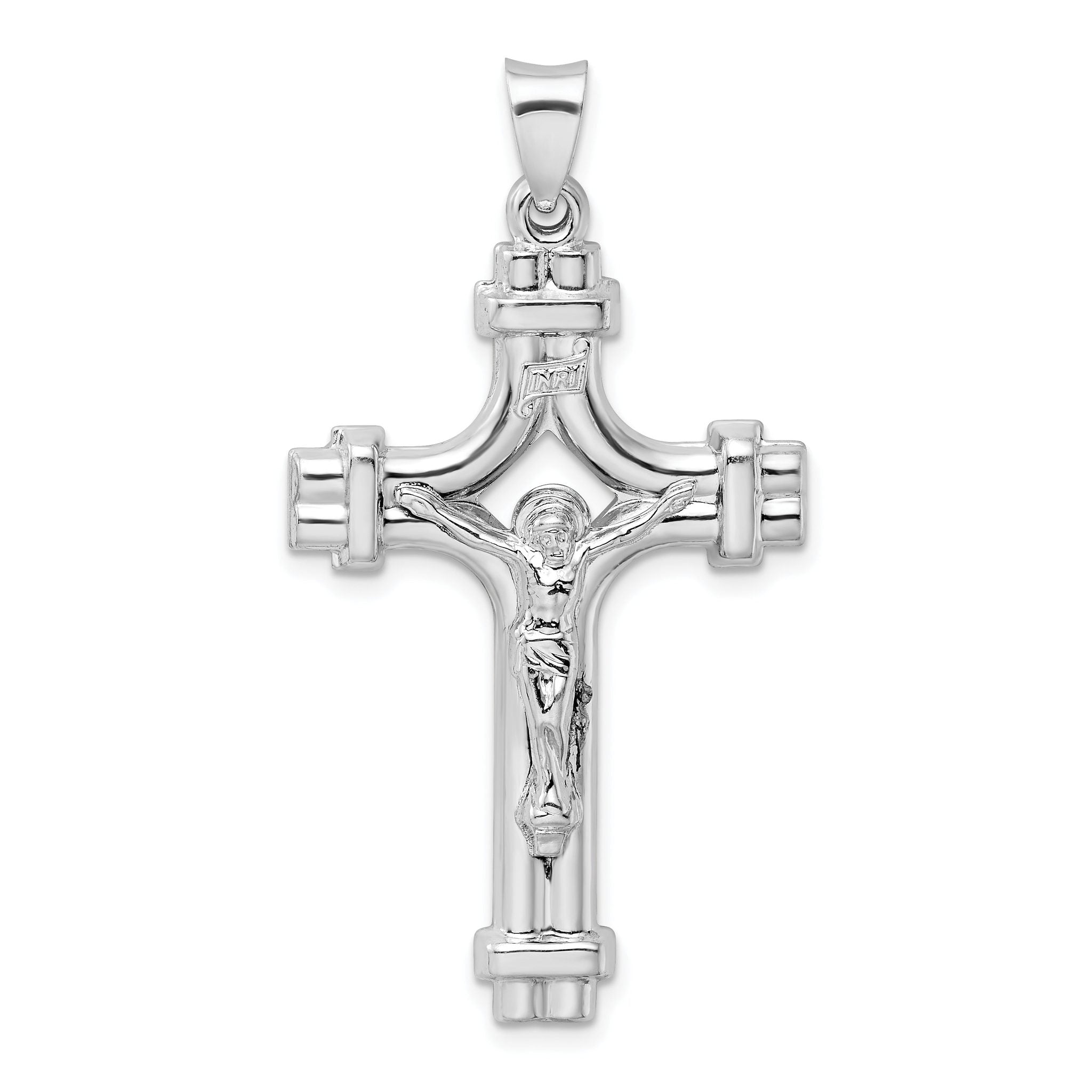 Sterling Silver 925 INRI Crucifix Pendant with Rhodium Polish Main image