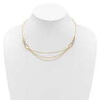 14K Two-tone Polished Fancy CZ Ovals w/1in Ext. Necklace