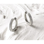 Titanium Polished Hinged Cubic Zirconia Huggie Hoop Earrings for Women