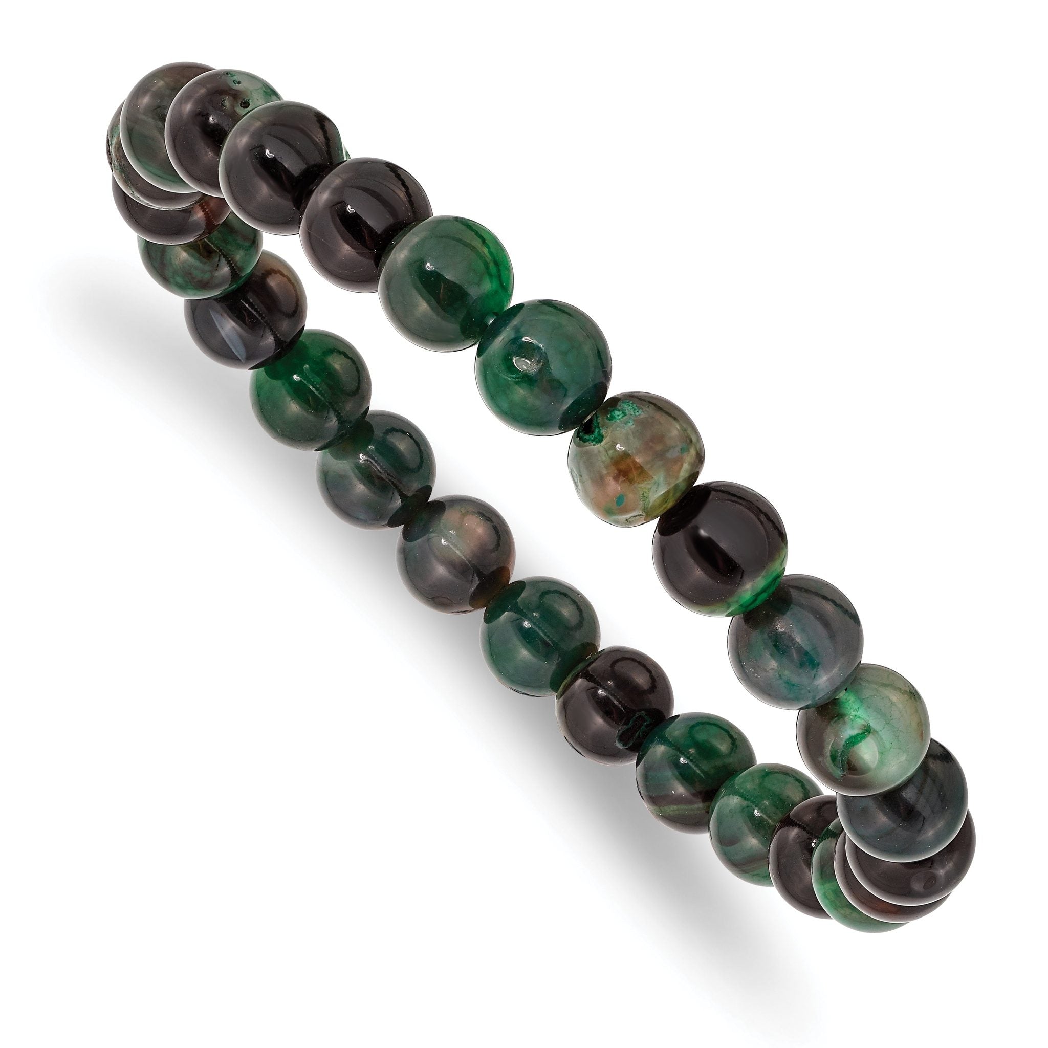 8mm Aquatic Agate Beaded Stretch Bracelet