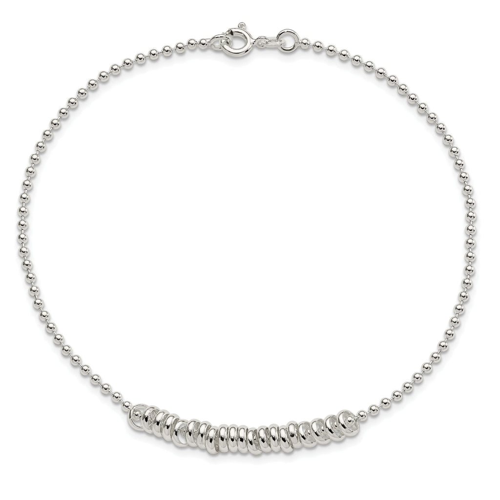 Sterling Silver Polished Fancy Love Ring Anklet