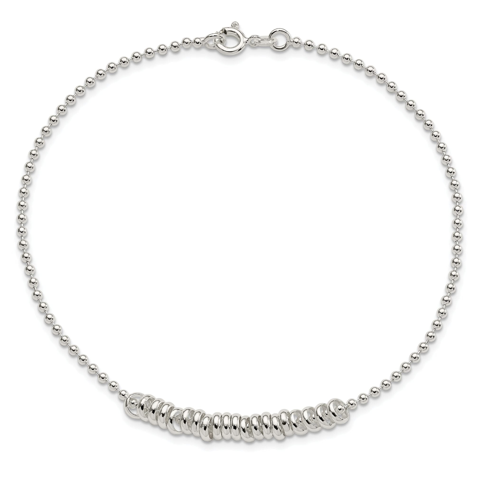 Sterling Silver Polished Fancy Love Ring Anklet