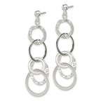 Sterling Silver Polished and Hammered Circles Post Dangle Earrings