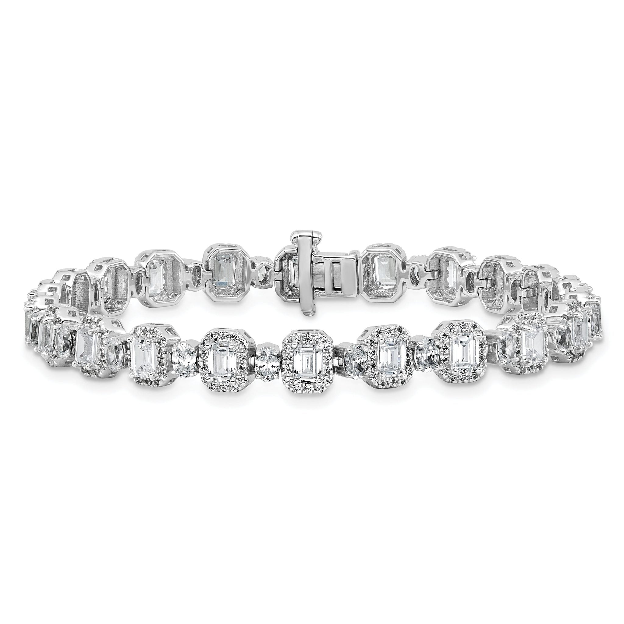 14k White Gold 8 carat Lab Grown Diamond VS+ F+ Complete Fashion Tennis Bracelet