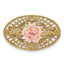 1928 Jewelry Gold-tone Filigree Pink Rose Porcelain Flower Pin Brooch