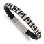 Stainless Steel Polished Crosses Black Leather with . extension Bracelet