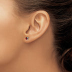Sterling Silver 925 Garnet Heart Stud Earrings Rhodium-Plated Polished Finish