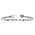 14k White Gold 10 carat Lab Grown Diamond VS/SI+ G+ Complete Emerald and Round Tennis Bracelet