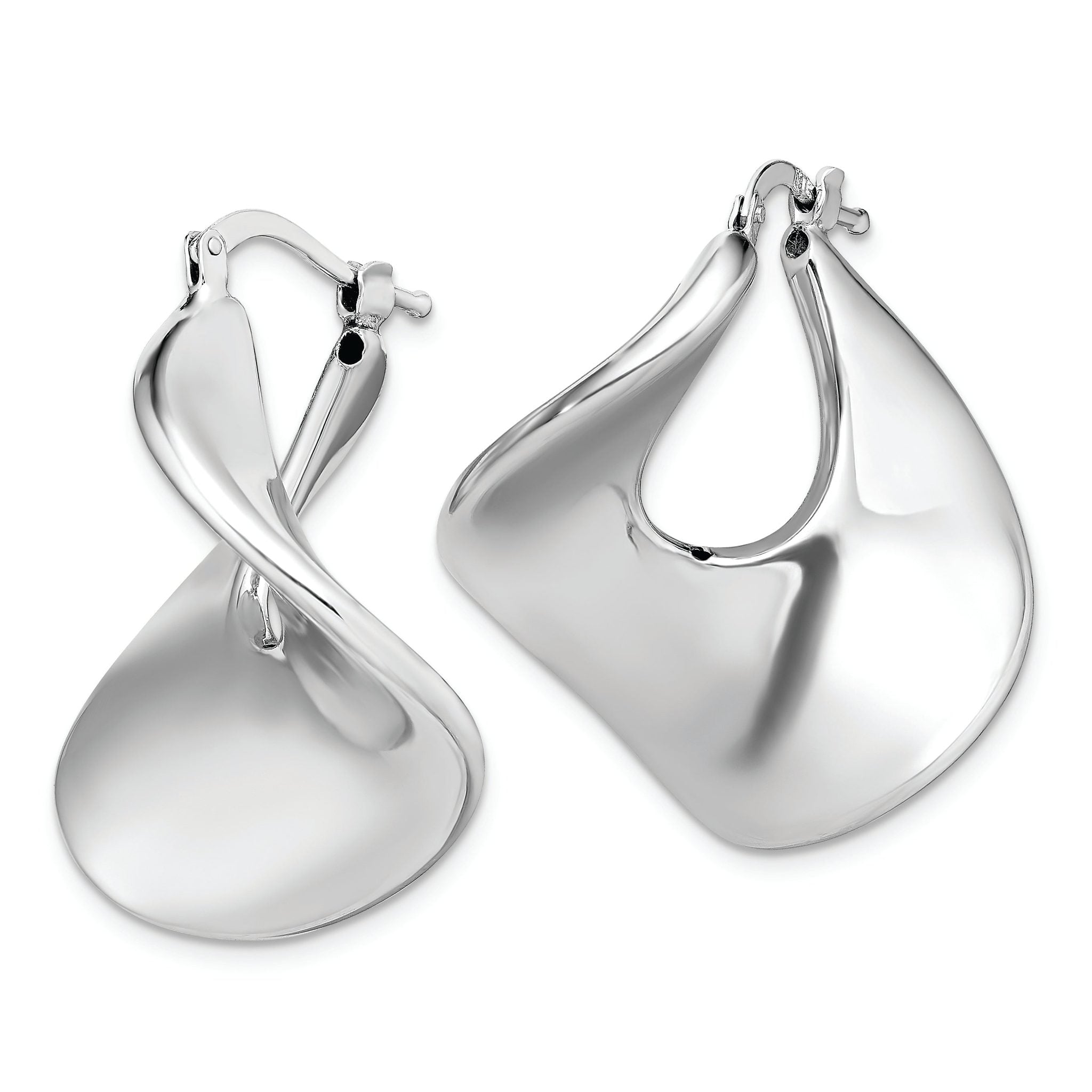 Sterling Silver Rhodium-plated Wide Twisted Hollow Hoop Earrings Secondary image
