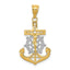 14K Gold Mariners Cross Pendant with Rhodium Diamond-Cut Detailing  30mm
