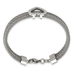 Stainless Steel Polished wire with Cubic Zirconia Heart Bracelet for Women