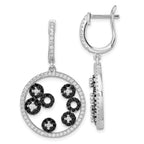 Sophia Jewelers Sterling Silver CZ Dangle Earrings in Black & White