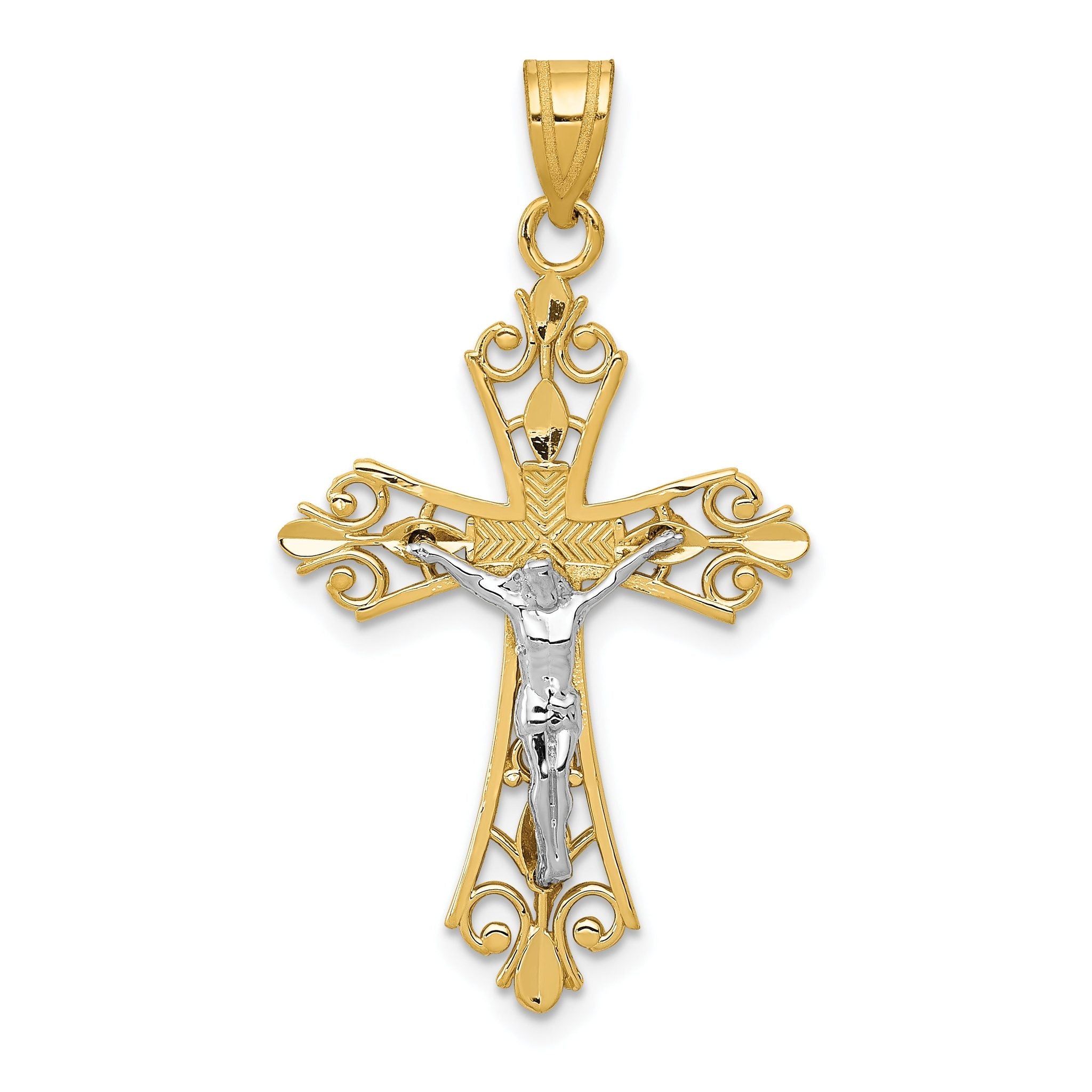 14K Two-Tone Gold Pendant with Elegant 35mm Themed Design Main image