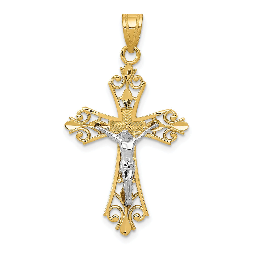 14K Two-Tone Gold Pendant with Elegant 35mm Themed Design