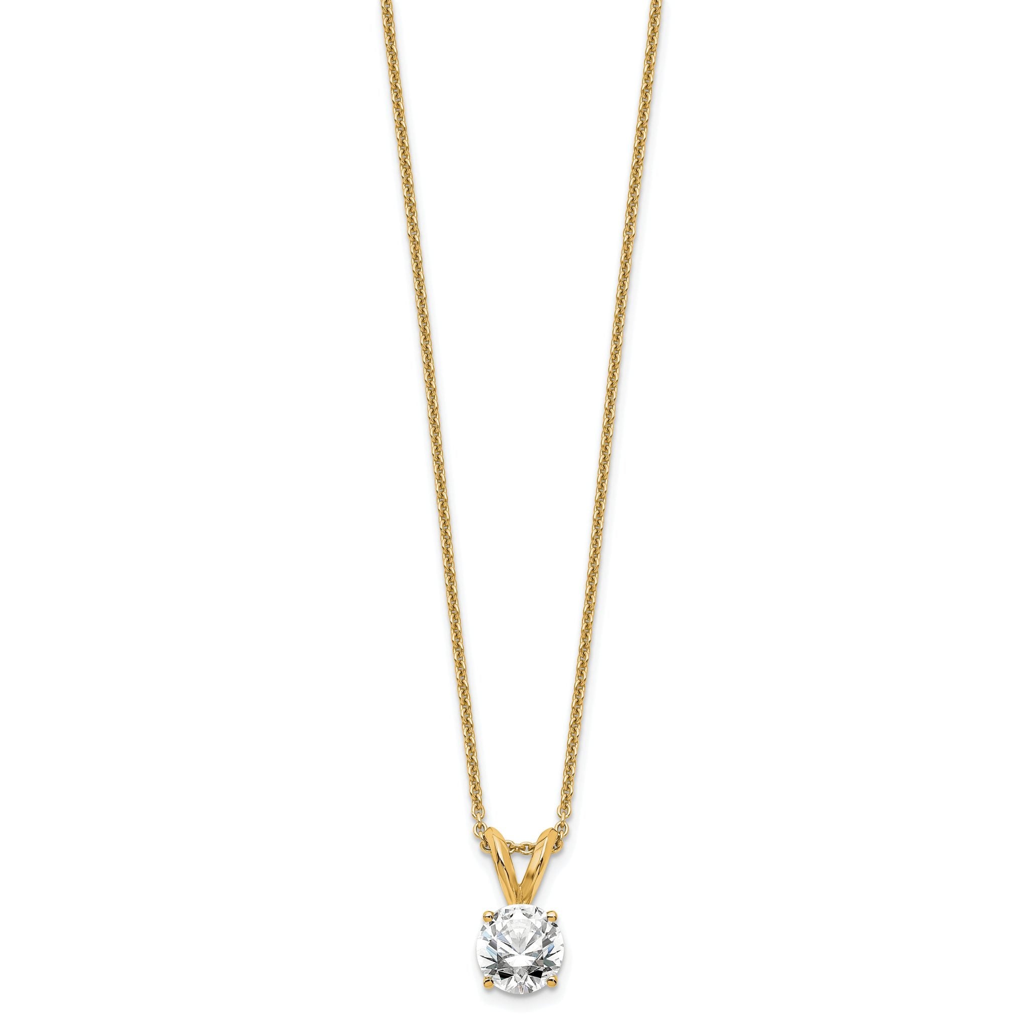 14k 1/2 carat Lab Grown Diamond VS/SI+ G+ Round Complete Four Prong 18 inch Solitaire Pendant Necklace