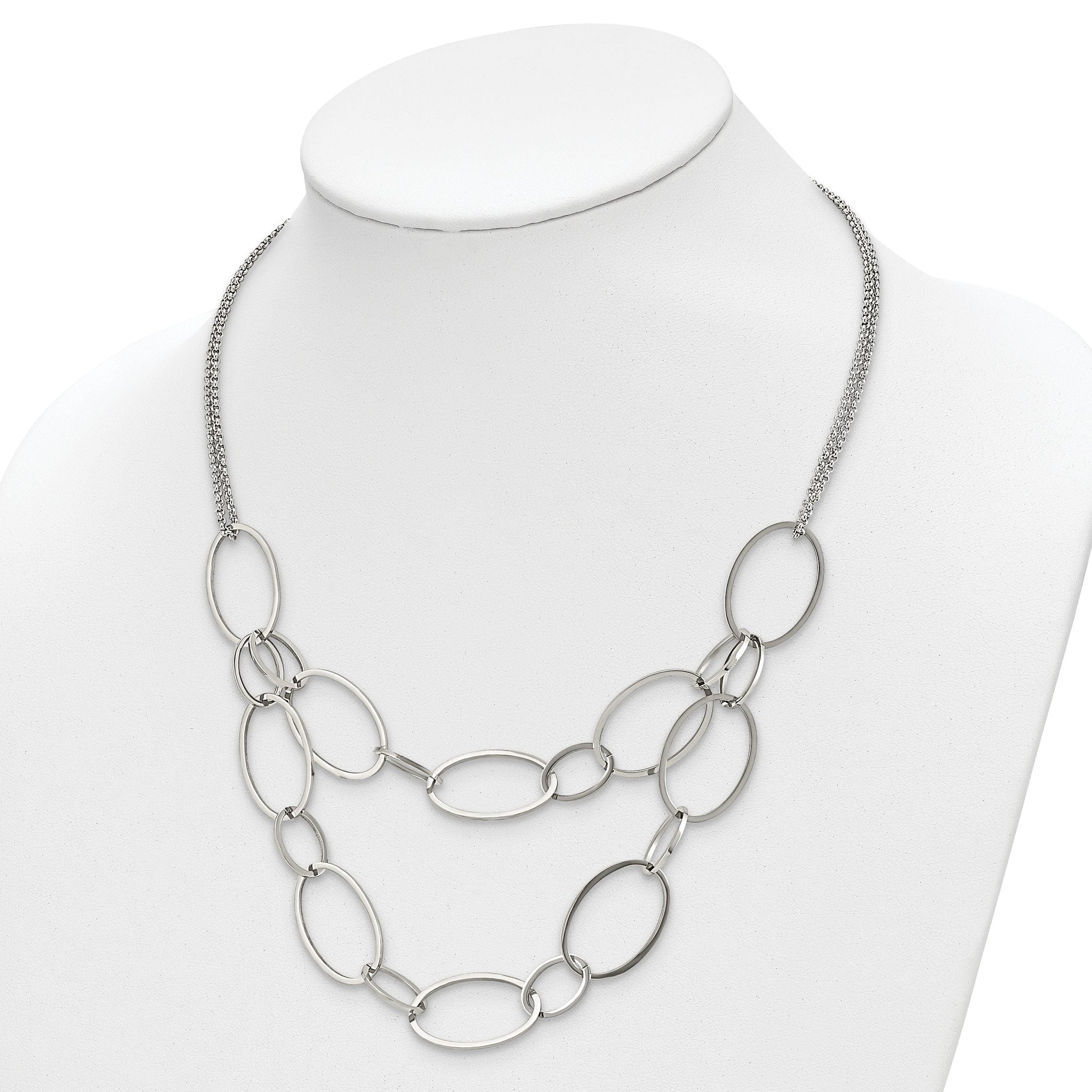 Chisel Stainless Steel Polished Oval Link 2-Strand 19 inch with 1.5 inch Extension Necklace Secondary image