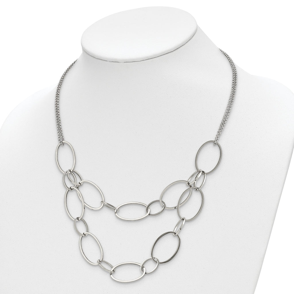 Chisel Stainless Steel Polished Oval Link 2-Strand 19 inch with 1.5 inch Extension Necklace