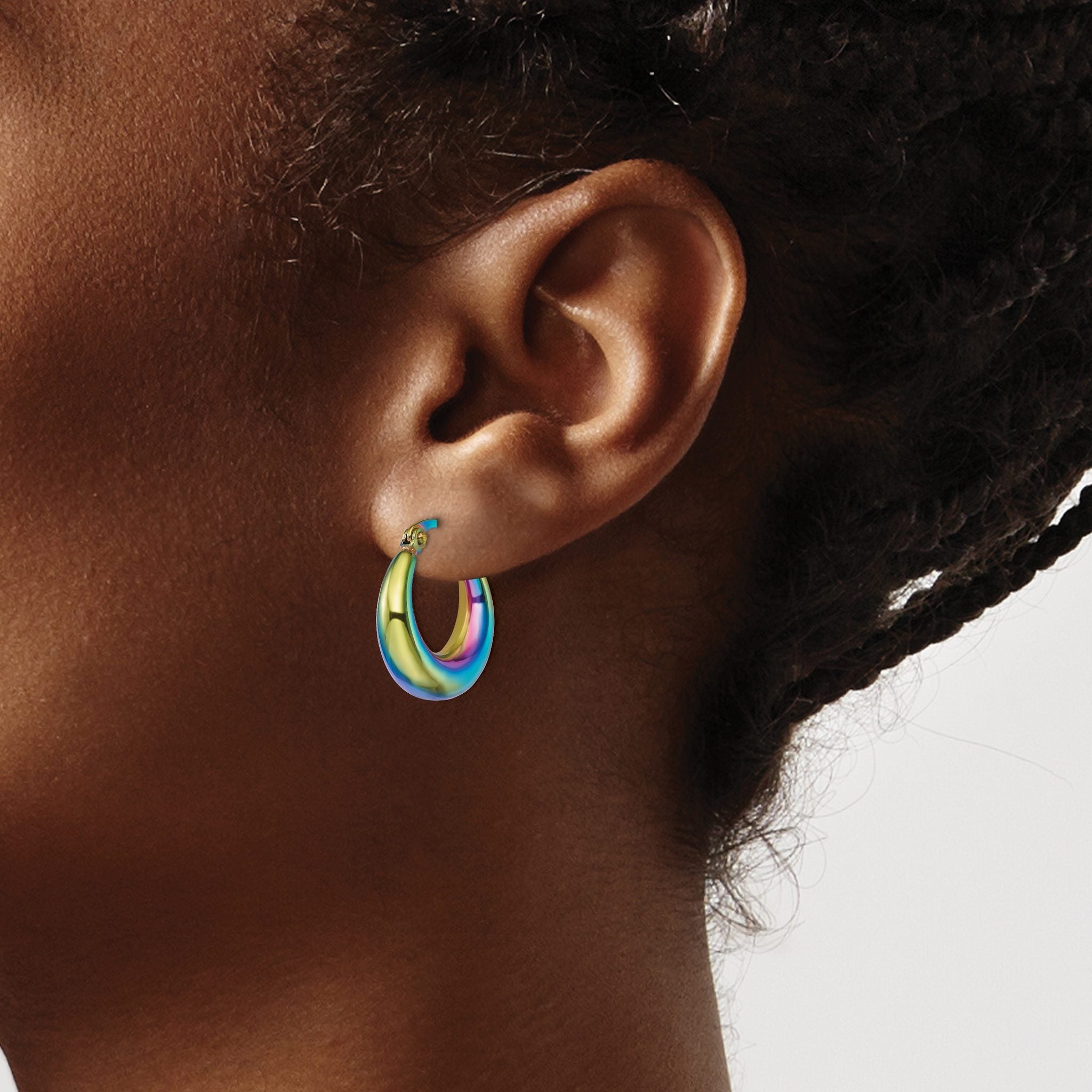 Stainless Steel Multi-Color Polished Hoop Earrings for Women