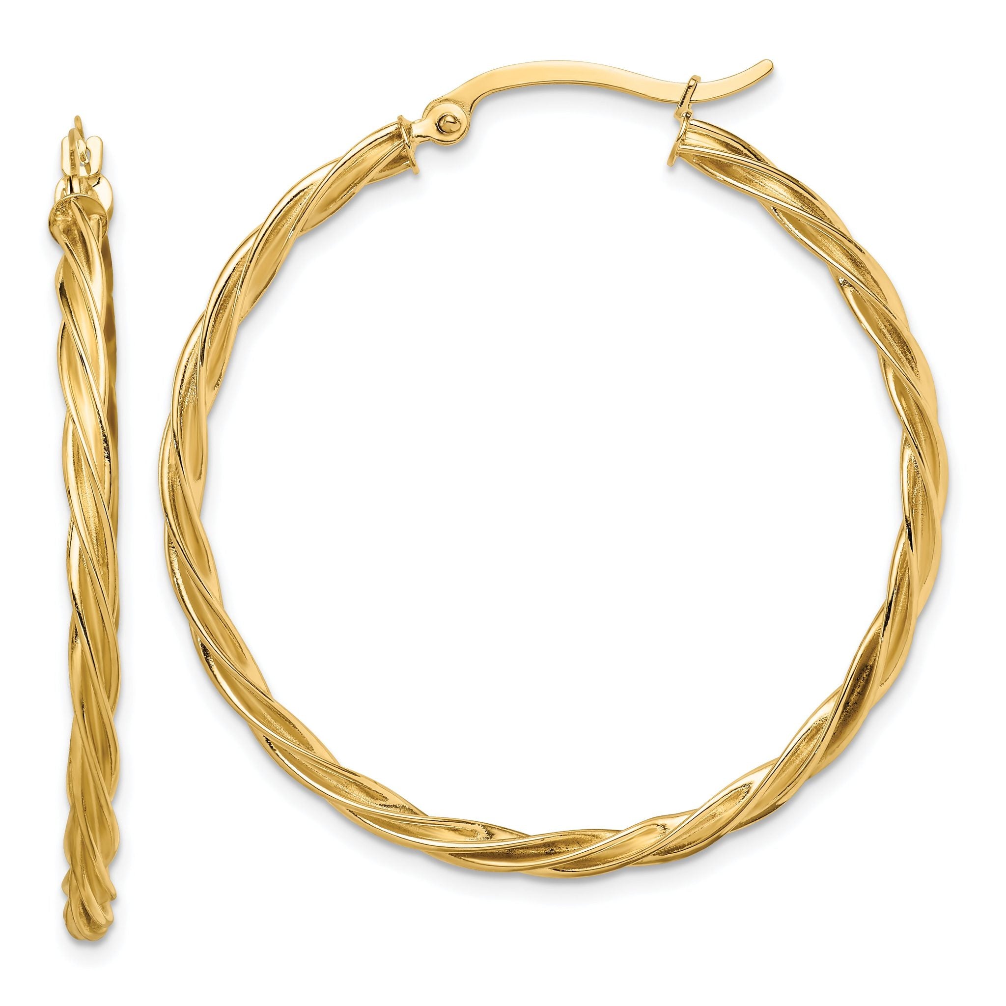 14K Polished Twisted 2.5mm Hoop Earrings Main image