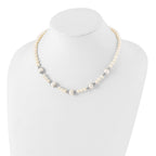 Sterling Silver Rhod-plated 6-9mm FW Cultured Pearl 5-station Necklace