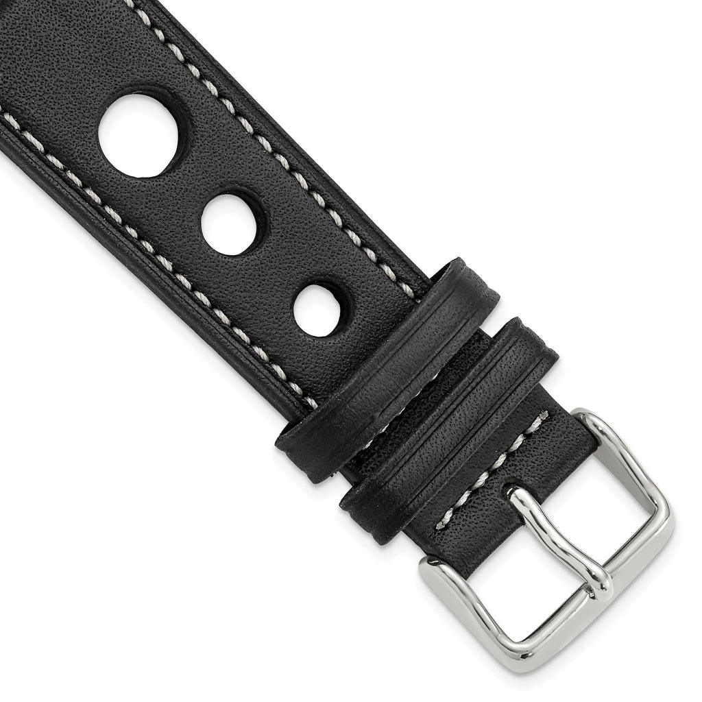 Grand Prix Leather Watch Band in Black, 18mm