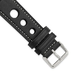 Grand Prix Leather Watch Band in Black, 18mm